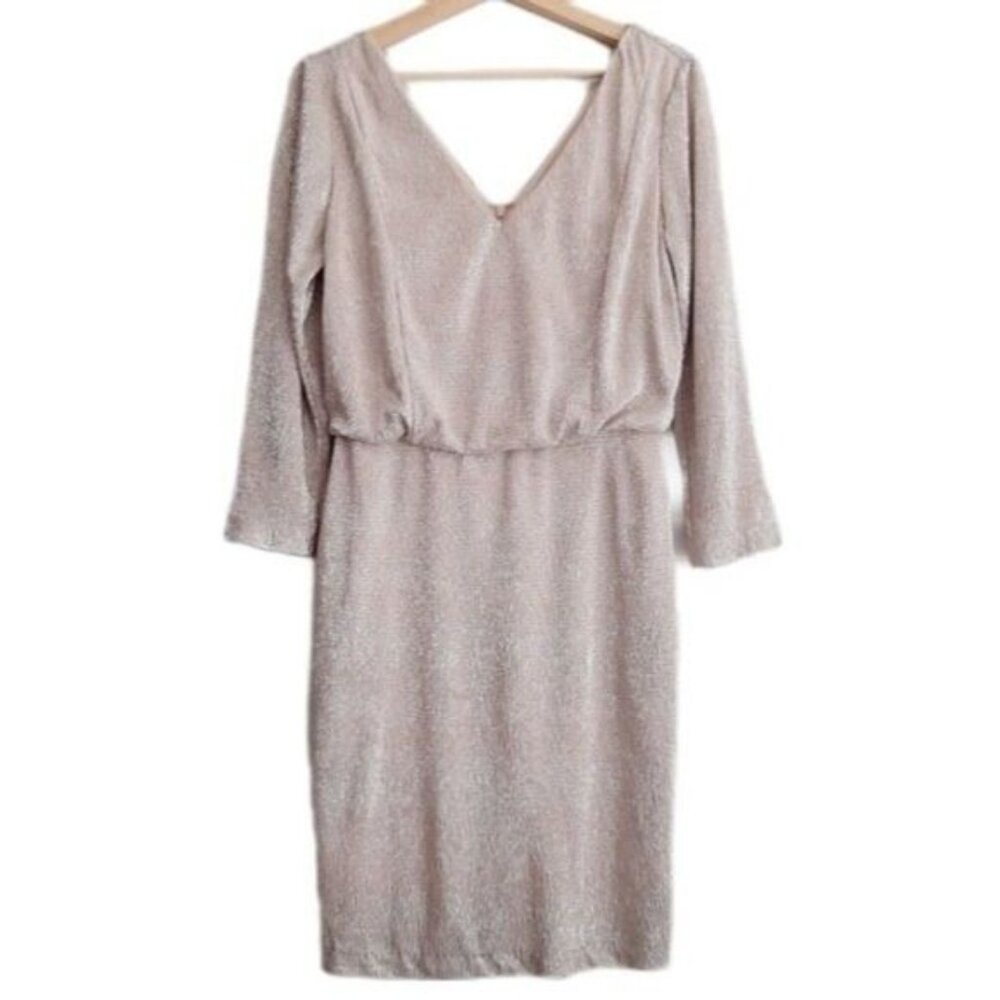 CALVIN KLEIN Metallic Shimmer Long Sleeve Dress Sz 8